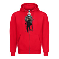 Red bernie sitting in the cold with mittens meme Zipper Hoodie - artisFamous