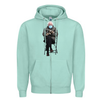 Seafoam bernie sitting in the cold with mittens meme Zipper Hoodie - artisFamous
