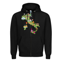 Black Italy map Zipper Hoodie - artisFamous