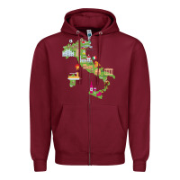 Burgundy Italy map Zipper Hoodie - artisFamous