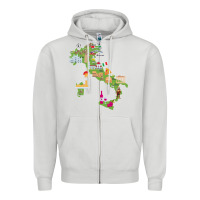 Dove Grey Italy map Zipper Hoodie - artisFamous