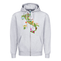 Heather Grey Italy map Zipper Hoodie - artisFamous