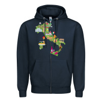 Navy Italy map Zipper Hoodie - artisFamous