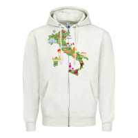 Oatmeal Heather Italy map Zipper Hoodie - artisFamous