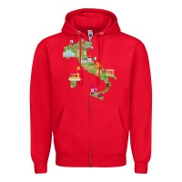 Red Italy map Zipper Hoodie - artisFamous