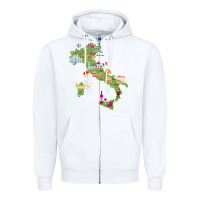 White Italy map Zipper Hoodie - artisFamous