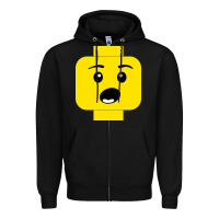 Black surprised expression lego head Zipper Hoodie - artisFamous
