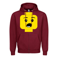Burgundy surprised expression lego head Zipper Hoodie - artisFamous