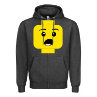 Charcoal Heather surprised expression lego head Zipper Hoodie - artisFamous