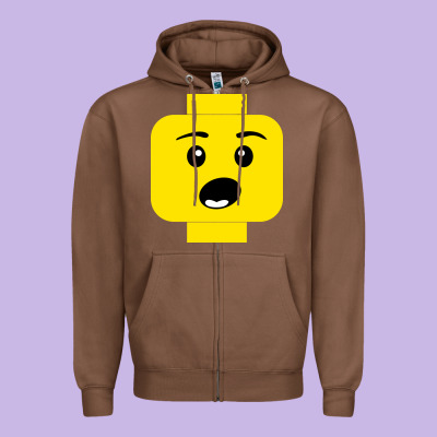 Surprised Expression Lego Head Zipper Hoodie Designed By Artisfamous