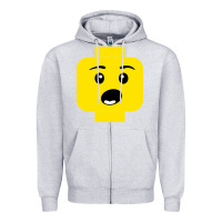 Heather Grey surprised expression lego head Zipper Hoodie - artisFamous