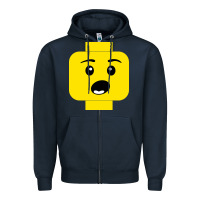 Navy surprised expression lego head Zipper Hoodie - artisFamous