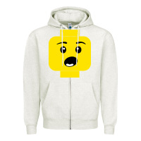 Oatmeal Heather surprised expression lego head Zipper Hoodie - artisFamous