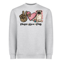 Heather Grey peace love pug Heavyweight Sweatshirt - JahusDesignShop