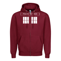 Burgundy the blue box t shirt doctor doc dalek bbc bow tie tv tenth eleventh wh Zipper Hoodie - artisFamous