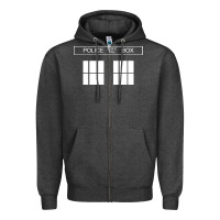 Charcoal Heather the blue box t shirt doctor doc dalek bbc bow tie tv tenth eleventh wh Zipper Hoodie - artisFamous