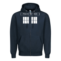 Navy the blue box t shirt doctor doc dalek bbc bow tie tv tenth eleventh wh Zipper Hoodie - artisFamous