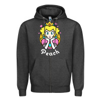 Charcoal Heather peach graphic Zipper Hoodie - artisFamous