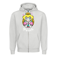 Dove Grey peach graphic Zipper Hoodie - artisFamous