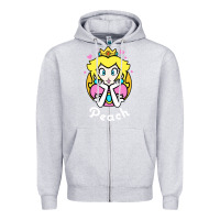 Heather Grey peach graphic Zipper Hoodie - artisFamous