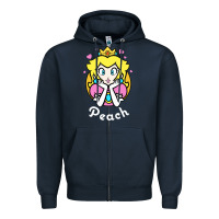 Navy peach graphic Zipper Hoodie - artisFamous