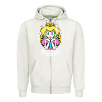 Oatmeal Heather peach graphic Zipper Hoodie - artisFamous