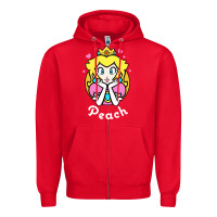 Red peach graphic Zipper Hoodie - artisFamous