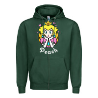 Sports Green peach graphic Zipper Hoodie - artisFamous