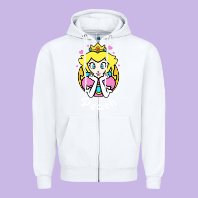 Peach Graphic Zipper Hoodie Designed By Artisfamous