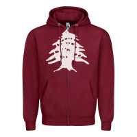Burgundy retro lebanon cedar  lebanese Zipper Hoodie - artisFamous