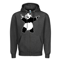 Charcoal Heather banksy panda Zipper Hoodie - artisFamous