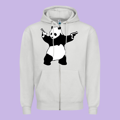 Banksy Panda Zipper Hoodie Designed By Artisfamous