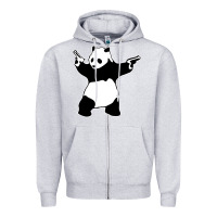 Heather Grey banksy panda Zipper Hoodie - artisFamous