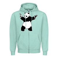Seafoam banksy panda Zipper Hoodie - artisFamous