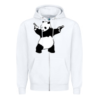 White banksy panda Zipper Hoodie - artisFamous