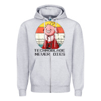 Heather Grey retro style technoblade merch cosplay Zipper Hoodie - artisFamous