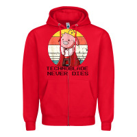 Red retro style technoblade merch cosplay Zipper Hoodie - artisFamous