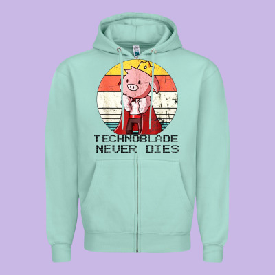 Retro Style Technoblade Merch Cosplay Zipper Hoodie Designed By Artisfamous
