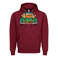 Burgundy i love fall truck Zipper Hoodie - artisFamous