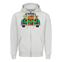 Dove Grey i love fall truck Zipper Hoodie - artisFamous