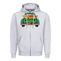 Heather Grey i love fall truck Zipper Hoodie - artisFamous