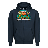 Navy i love fall truck Zipper Hoodie - artisFamous