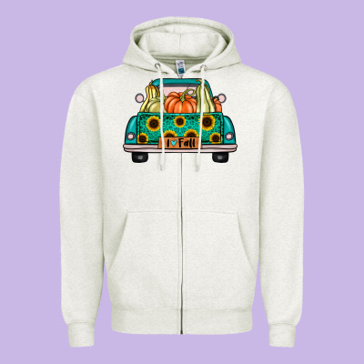 I Love Fall Truck Zipper Hoodie Designed By Artisfamous