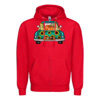 Red i love fall truck Zipper Hoodie - artisFamous