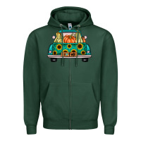 Sports Green i love fall truck Zipper Hoodie - artisFamous