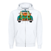 White i love fall truck Zipper Hoodie - artisFamous