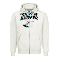 Oatmeal Heather silver surfer Zipper Hoodie - artisFamous