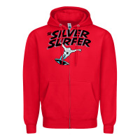 Red silver surfer Zipper Hoodie - artisFamous