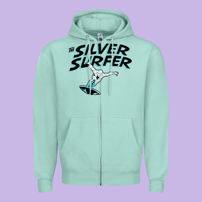 Silver Surfer Zipper Hoodie Designed By Artisfamous