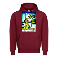 Burgundy hawaii hula girl Zipper Hoodie - artisFamous